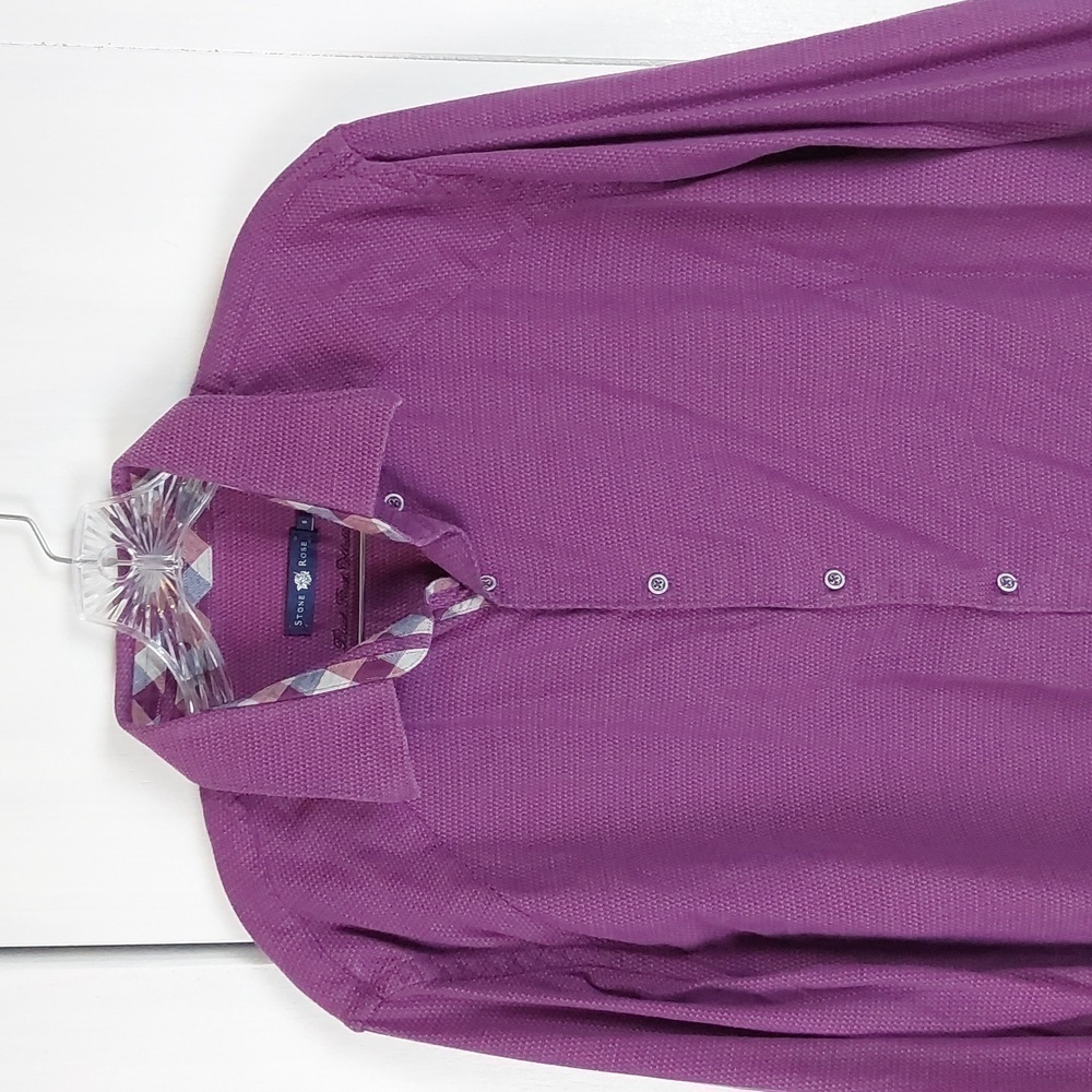 Stone Rose| Mens Purple Flipped Cuff Button Down Dress Shirt Preppy  Sz.Small